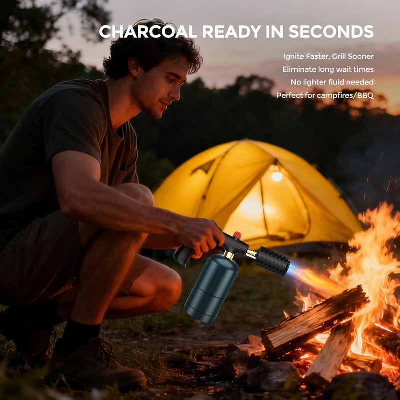 SILADKN Propane Torch Gun with Adjustable Flame, Handheld Torch Head for BBQ, Grill, Sous Vide, Campfire & Charcoal Lighting, Safety Lock & Wide Nozzle Design, Tank Not Included, Black - Image 4